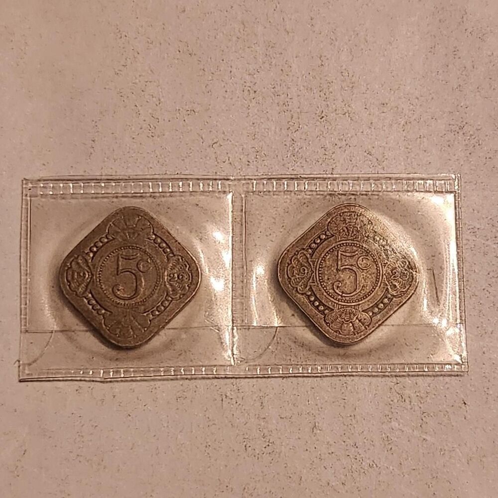 Vintage Netherlands 5 Cents Square Coins...
